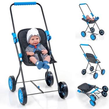 Imagem de Carrinho De Boneca Baby Sag Luxo Reborn Estiloso - SAG TOYS, Azul