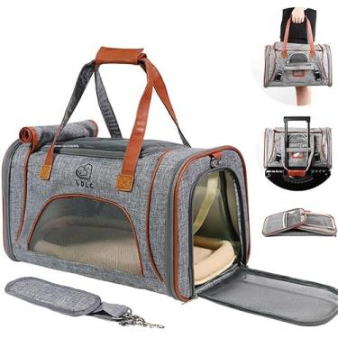 Imagem de Pet Carrier Airlie Approved, Cat Carrier Bag, Large Soft Sided Small Dog Carrier Com Almofada De Lã Removível, Gray 01, 46X26X28cm