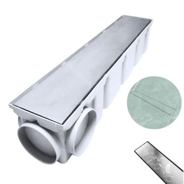 Imagem de Ralo Quintal Borda De Piscina 10x50 Modular Oculto Piso Branco