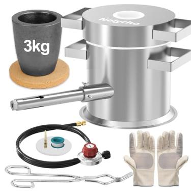 Imagem de Nelyrho Kit de fornalha de fundição de propano 3KG para iniciantes – Fundição de metal portátil fácil de usar com cadinho, pinças e tijolos de fogo – Ideal para fundição DIY de ouro, prata, cobre