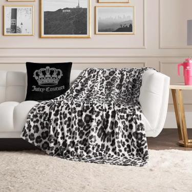 Imagem de Juicy Couture Cobertor luxuoso para sofá - 127 cm x 178 cm - Cobertor com estampa de leopardo regente - Cobertor de pelúcia e aconchegante - Cobertores decorativos para sofás, mantas para cadeiras e