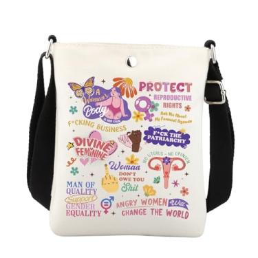 Imagem de Bolsa tiracolo feminista protege os direitos das mulheres, presentes de justiça social, presentes patriarcados, My Body My Choice, bolsa tiracolo