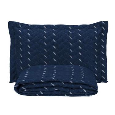 Imagem de Cobre Leito Bordado 400 Fios Heitor Solteiro 100% Poliéster - Azul Mar