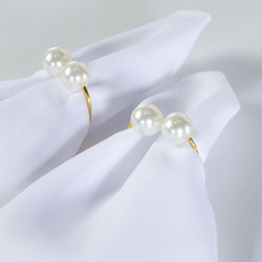 Imagem de Kit Anel Para Guardanapos Pérola Duplo Grande 4cm x 3cm Argola - Dourado