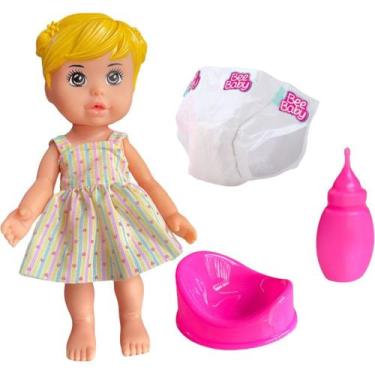 Imagem de Boneca Bebe Faz Xixi Com Acessorios Fraldinha Mamadeira Menina Brinque