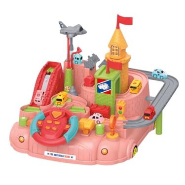 Imagem de Circuito Infantil Interativo com 3 Carrinhos Volante com Som Estimula Coordenação Motora Colorido e Educativo Rosa