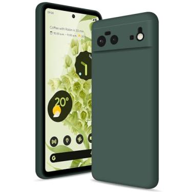 Imagem de Btstring Capa para Google Pixel 6, capa de silicone macio com proteção de câmera atualizada, capa fina à prova de choque com forro de microfibra antiarranhões, verde