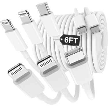 Imagem de Hzevn Pacote com 2 cabos multicarregadores, cabo carregador USB C 3 em 1 com 2 portas Lightning e 1 porta USB C de 1,8 m, carregamento para iPhone série 16/15/14, para iPad Pro/Mini e outros celulares