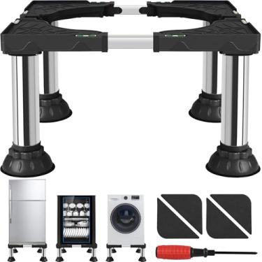 Imagem de ToLanbbt Suporte de mini geladeira altura ajustável 31-34 cm base de suporte para máquina de lavar e secar roupa de 45,7 cm - 71,9 cm base universal com 4 pés fortes móveis eletrodomésticos portáteis