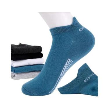 Imagem de Meias Curtas Masculinas - 5 a 10 Pares de Meias de Barco Respiráveis, 