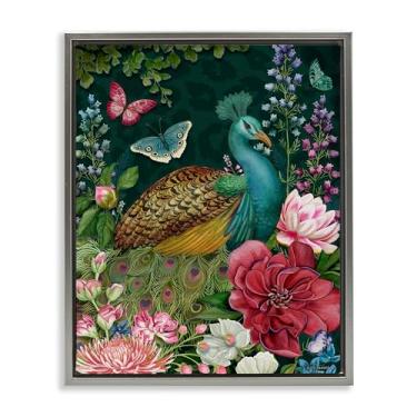 Imagem de Stupell Industries Arte de parede em tela flutuante cinza pavão jardim selvagem por Nicole Tamarin, 78 x 63 cm