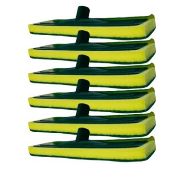 Imagem de Kit 6 Esponjas Abrasivas para Limpeza Pesada, Verde e Amarelo, para Piso e Azulejo, Uso em Banheiro e Cozinha | Meta Saldão Cajamar