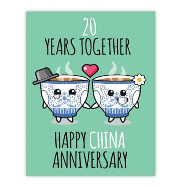 Imagem de Stuff4 Pôster de aniversário de 20 anos sem moldura - 20 anos juntos - Feliz aniversário de 20 anos de casamento, presentes fofos para namorada, esposa, companheira, namorado, parceiro, marido, 20 x