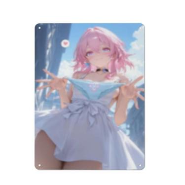 Imagem de Pôster de arte de menina de anime sexy quente placa de estanho vintage decoração de parede pôster 30,5 x 40,6 cm, AI149