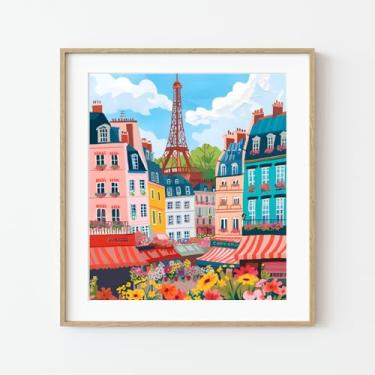 Imagem de Pink Picasso Kits Flower Market Paris Paint by Number for Adults - Kits de pintura em tela DIY Color by Numbers Drawing Arts and Crafts como visto em Shark Tank 40 x 50 cm