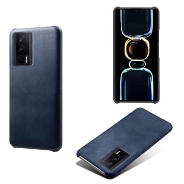 Imagem de Capa para Xiaomi Redmi POCO F5 Pro 5G,Proteção contra quedas,Casca de volta de cor sólida simples,Design de couro de imitação de plástico-Blue