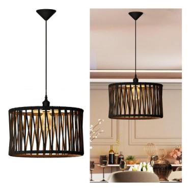 Imagem de Pendente Lustre Luminária Luxo Decorativo Moderno Corda Sala - MOVEIS 