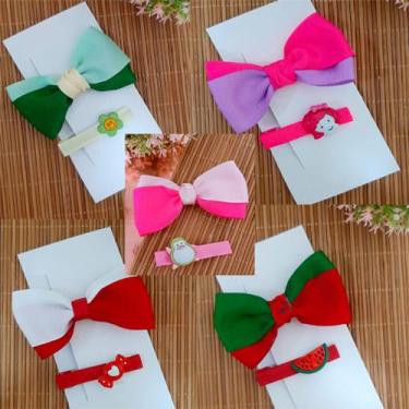 Imagem de Kit 02 Laço Presilha de Cabelo CLIP HAIR Bico de Pato Infantil Bebê Co