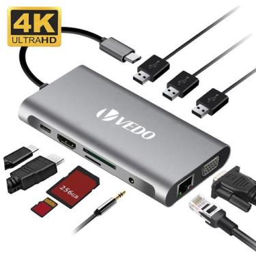 Imagem de Thunderbolt VEDO 10 em 1 4K HDMI 3 portas USB 3.0 LAN VGA, SD e TF USB