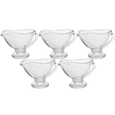 Imagem de 5 Mini Molheiras Cristal 140ml com Alça Pearl Servir Azeite Caldas Doces Porta Molhos