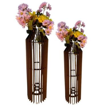 Imagem de Vaso de Chão Decorativo Grande MDF PENEDO - LENOBRE, Preto, Kit com 2 