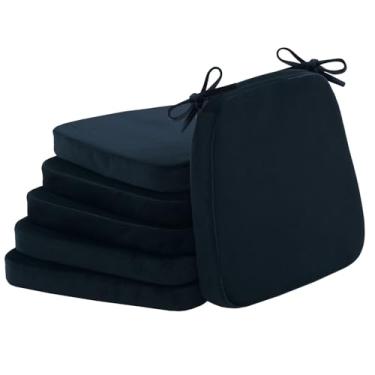 Imagem de Almofadas de cadeira para cadeiras de jantar e cozinha 5 cm de espessura de espuma de alta densidade com infusão de gel antiderrapante removível lavável capa laços confortáveis e respiráveis almofadas