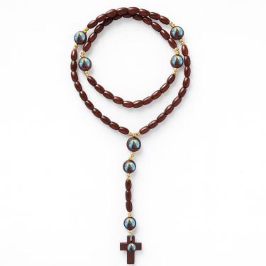 Imagem de Terço Madeira Nossa Senhora Aparecida Conta 8mm 48cm Marrom