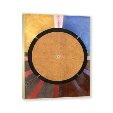 Imagem de NHLDZYH Moldura de champanhe. Pôster Hilma Af Klint (retábulo nº 3), reproduções de pinturas famosas, imagem de arte abstrata para sala de estar quarto decoração de casa. 30 x 40 cm - 11,8 x 15,7 pol