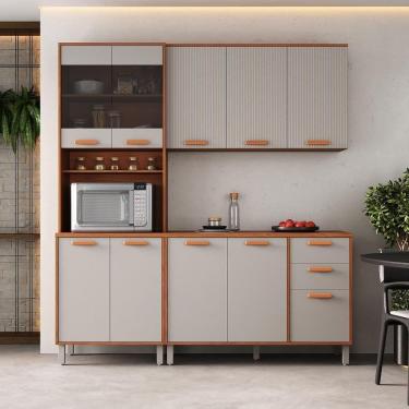 Imagem de Cozinha Completa Itatiaia 190cm Em Madeira Mdp Com 2 Vidros Cinamomo Fendi Itafriz