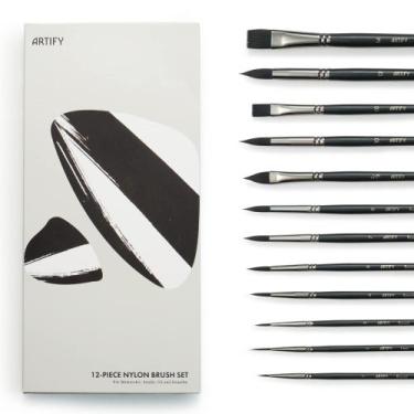 Imagem de Conjunto de pincéis de aquarela ARTIFY 12 PCS de nylon sintético - ART