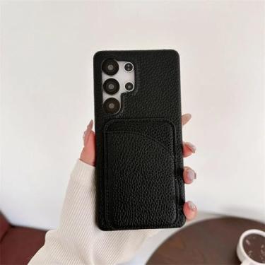 Imagem de YOGISU Capa de couro tipo carteira para Galaxy A54 (para Galaxy A54/preta)