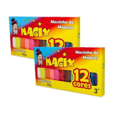 Imagem de Kit 2 Massinha De Modelar 12 Cores Magix 180g Multicolor