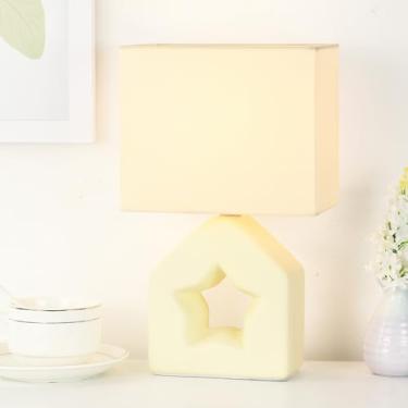 Imagem de Lampwell Vera Luminária de mesa pequena para sala de estar como luminária de mesa de cabeceira para quarto, luminária de mesa noturna infantil de cerâmica moderna, 17 x 12 x 10 x 27 cm, lâmpada