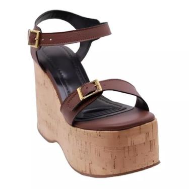 Imagem de 182176FP-Sandália Feminino Anabela Cortiça Plataforma Floter (Cacau, BR, Adulto, Numérico, 36)