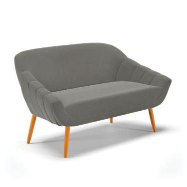 Imagem de Namoradeira 02 Lugares Giovana Suede Pés Palito Castanho - D'rossi Gra