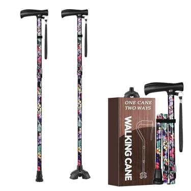 Imagem de YOKABOZE Bengala Dobrável E Leve Com Alça Em T Para Homens Mulheres, Ajustável Idosos, Base Pequena, 76-91 Cm