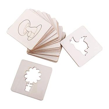 Imagem de Leadigol Conjunto de 20 peças de estênceis de pintura de madeira, para aprendizagem, quebra-cabeças, quadros, estêncis, artesanato, para meninos e meninas, 20 peças