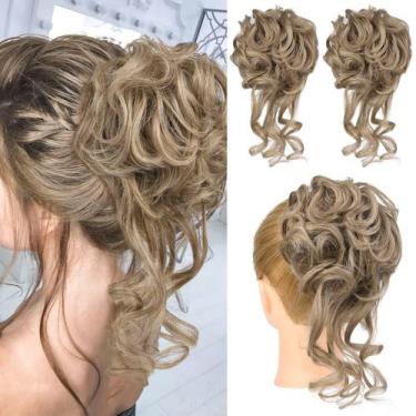 Imagem de Extensões de coque de cabelo HOOJIH HB010 Dasiy Tousled Updo Ash Brown