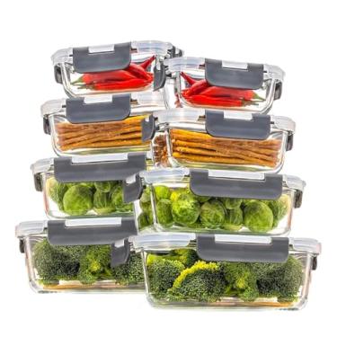 Imagem de Potes de Vidro Life 8Pcs, 370, 630, 1040, 1520ml Marmitas, Recipientes de Vidro Hermético, Preparo de Refeições, Recipientes de Armazenamento Alimentos Tampas Herméticas, Marmitas, Micro-ondas, Forno