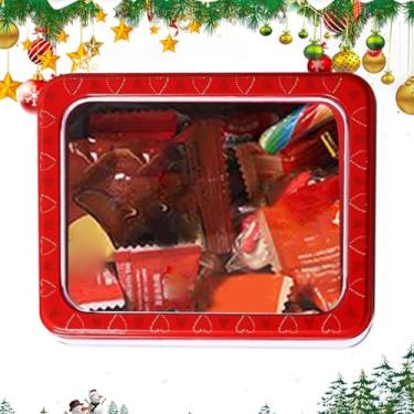 Imagem de Rrlihjgu Caixa de Lata | Recipiente para Alimentos de Dia dos Namorados | Caixa de Biscoitos de Lata com Janela Transparente para Alimentos Doces Chocolate Joias Festa de Aniversario Escola