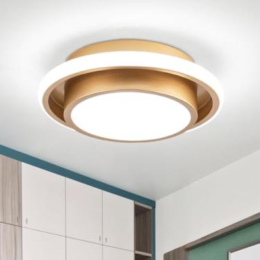 Imagem de Sovinzert Luz de corredor moderna luminária de teto LED círculo 6000 K perto da luz de teto luzes de teto com montagem embutida dourada para cozinha, quarto, varanda, banheiro