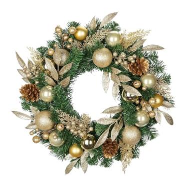 Imagem de Lilihuimaoyi Guirlanda de Natal para Porta Da Frente com Bolas de Enfeite, Enfeite Pendurado, Guirlanda Artificial, Decoração de Natal para Casa.