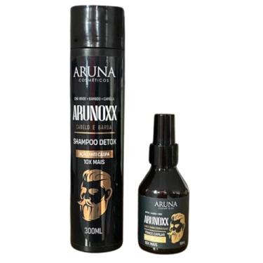 Imagem de Conjunto Shampoo Arunoxx Detox 300ml E Tônico Fortalecedor Aruna Chá Verde Bambu Camélia Cabelo e Barba