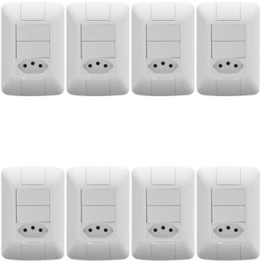 Imagem de Kit 8 Conjunto 2 Interruptores Paralelo + 1 Tomada 20a 250v - TRAMONTI