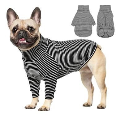 Imagem de ROZKITCH Suéter de lã para cães pequenos masculino e menina, camisa leve com orifício para trela, macacão macio para uso interno e externo, uso diário para Pug, Shih Tzu, Cocker Spaniel preto e branco