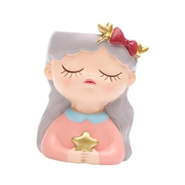 Imagem de IEUDNS Vaso de resina para plantas, vaso de flores para meninas, escultura moderna, de mesa, pequeno de flores para quarto, escritório, casa, ornamento, B