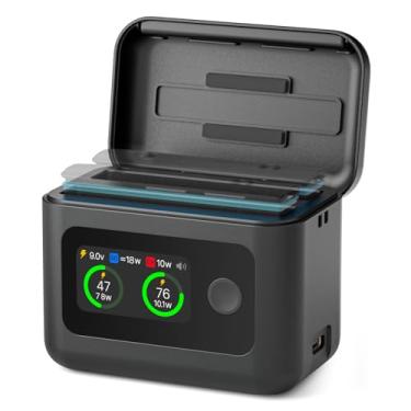 Imagem de SYMIK Carregador de bateria Insta 360 X5 para acessórios Insta360 X5, estojo de carregamento rápido duplo de 27W com visor LCD, hub de carregador bidirecional inteligente para baterias Insta360 X5