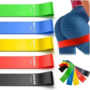 Imagem de Kit De 5 Faixa Elástica Miniband Treino Pilates E Crossfit