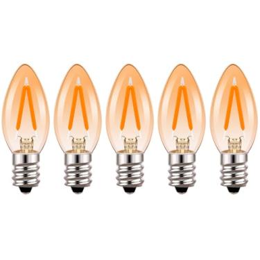 Imagem de Lâmpada noturna de mini candelabro C7 regulável, lâmpadas LED de Natal, branco quente 2200K, 1W (equivalente a 10W), base de candelabro E12, perfeita para férias, Natal, decoração de casa, pacote com