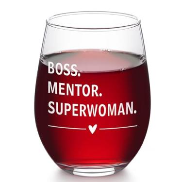 Imagem de Futtumy Presentes Boss Lady para mulheres, taça de vinho Boss Mentor Superwoman, presentes engraçados de escritório para mulheres chefes colegas de trabalho, presente de melhor dia do chefe